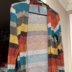 Multi colored stripes long cardigan